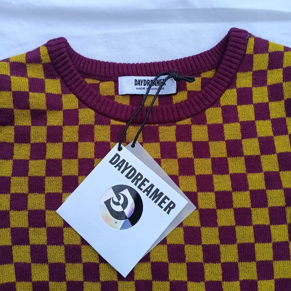 NWT Daydreamer Crop Sweater XS Cozy Fig Check Long Sleeve - Picture 4 of 10